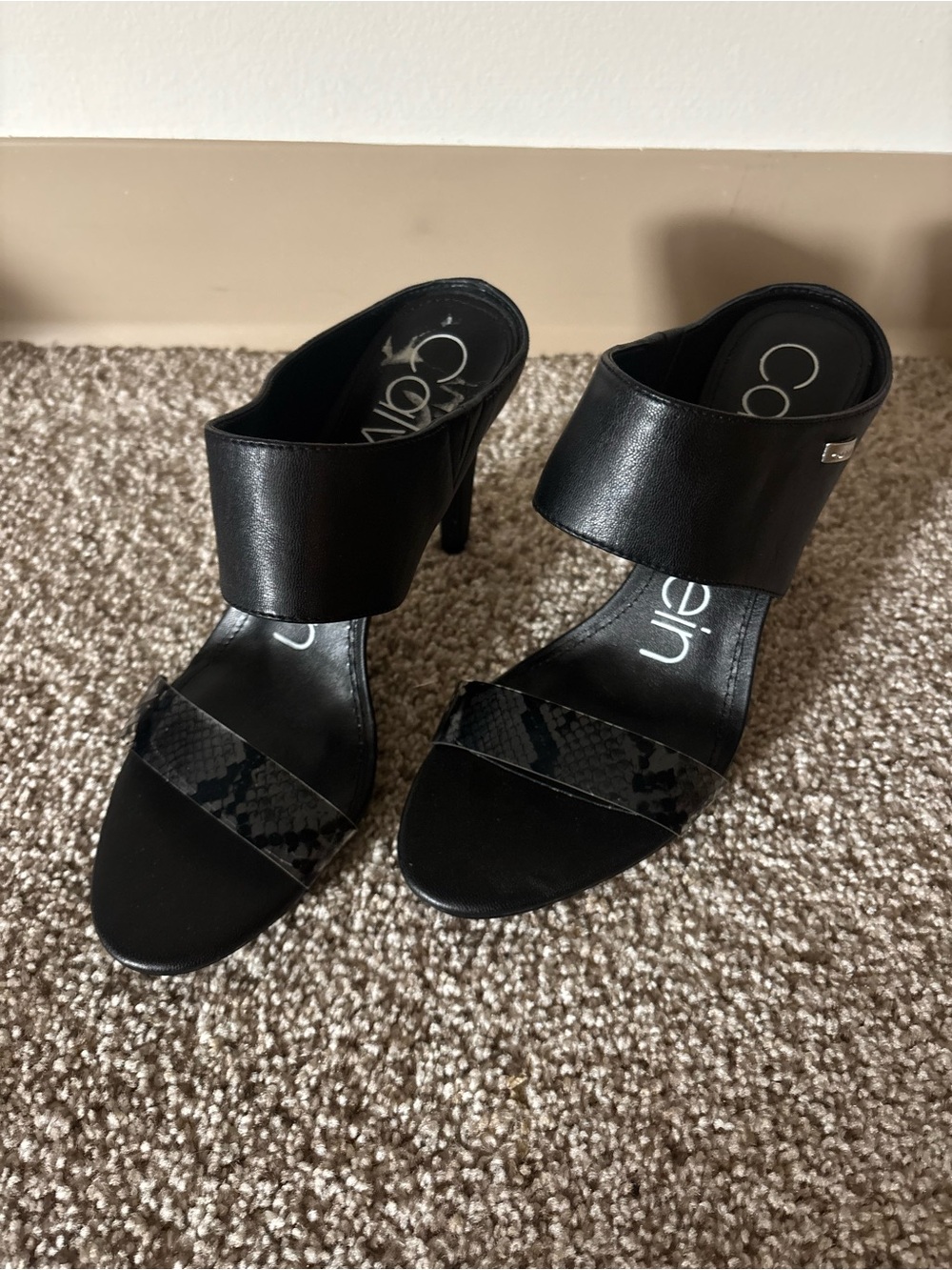 Calvin Klein Black Slip-On High Heel Mules